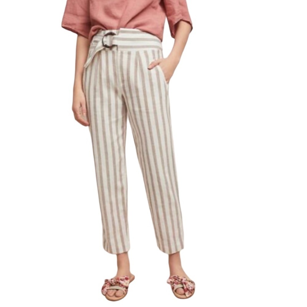 ANTHROPOLOGIE Oasis Striped Linen Pants